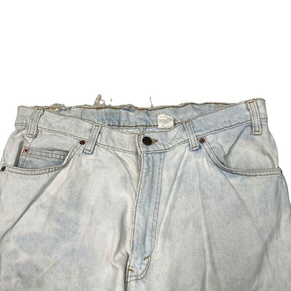 Levi’s VTG 90s 560 Loose Fit Baggy Jean Shorts Jort Orange Tab FLAW Acid Wash 36 - Picture 3 of 10